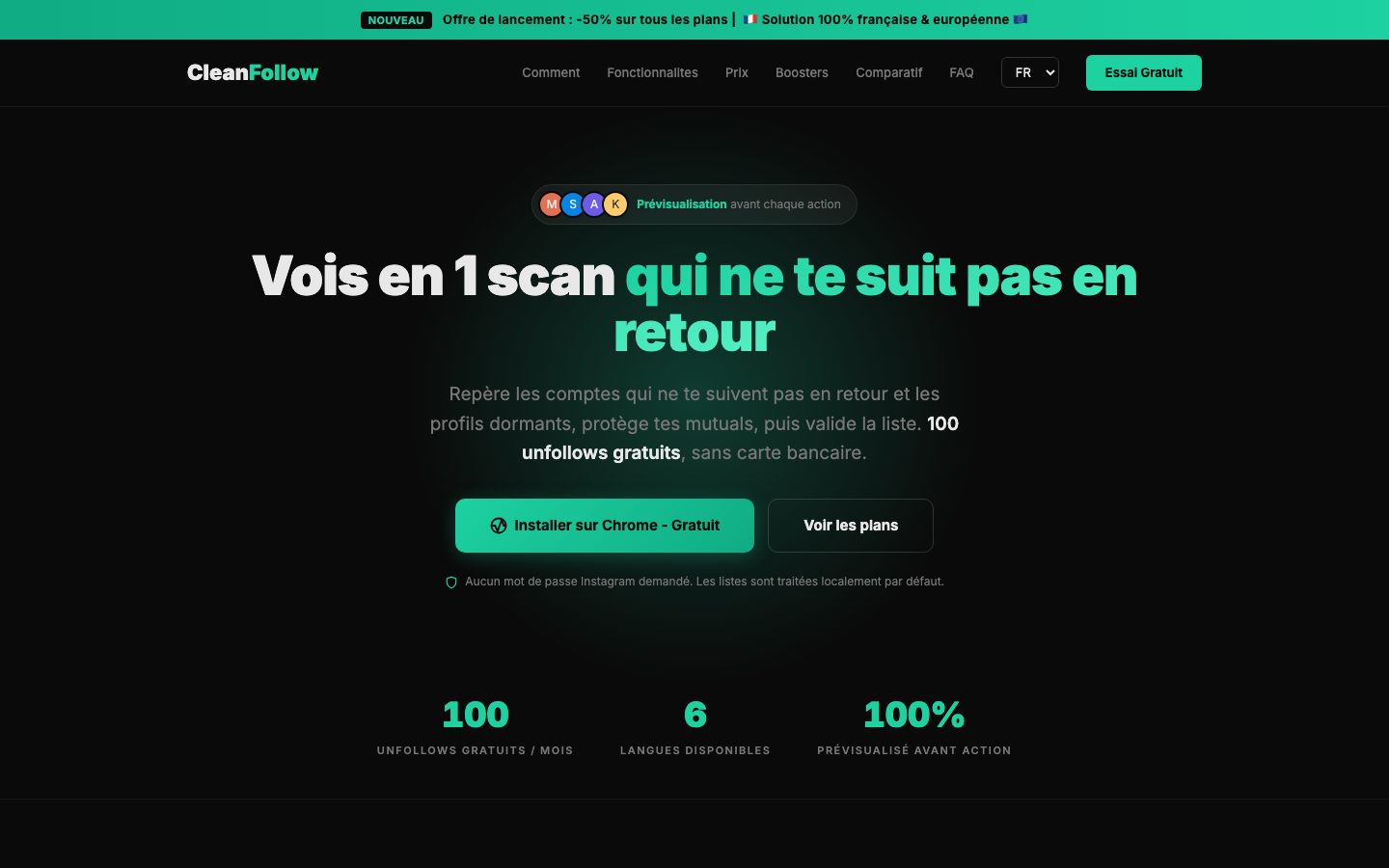Capture d’écran CleanFollow